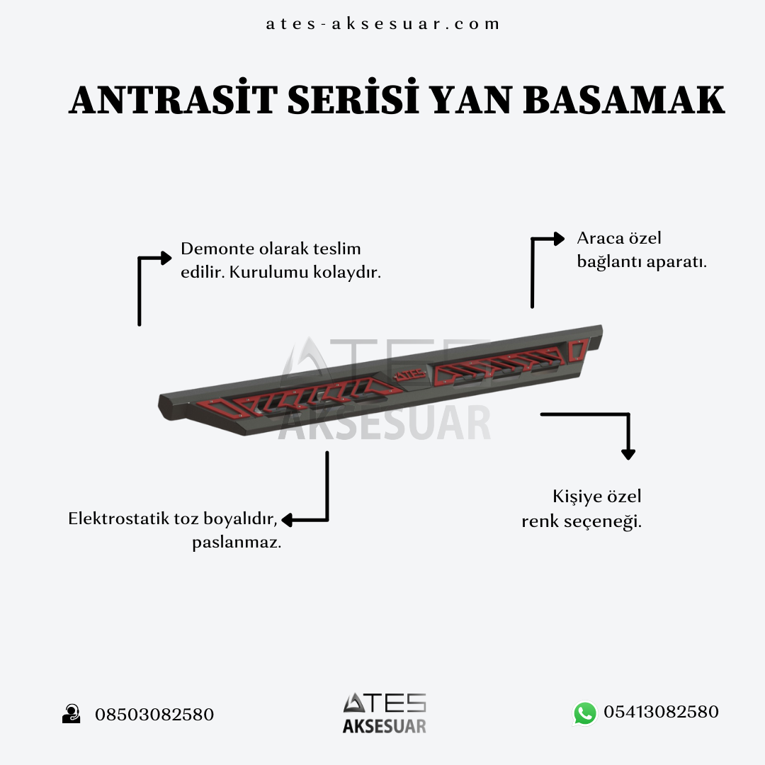 Isuzu D-MAX 2012-2019 (195cm) Antrasit Yan Basamak Pickup