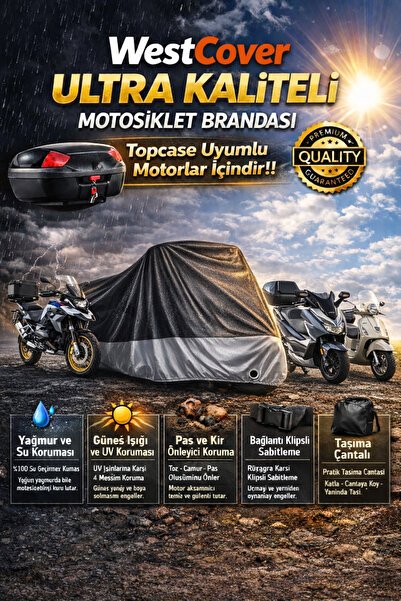 Yamaha Niken GT Topcase Uyumlu Suni DERİ EN KALIN Motor Brandası,SİYAH-GRİ PARÇ.Motor Örtüsü
