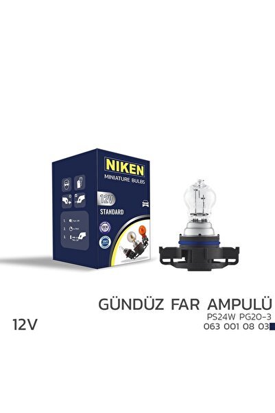 Niken 12V PS24W Gündüz Far Ampulü (PG20-3) 10’Lu