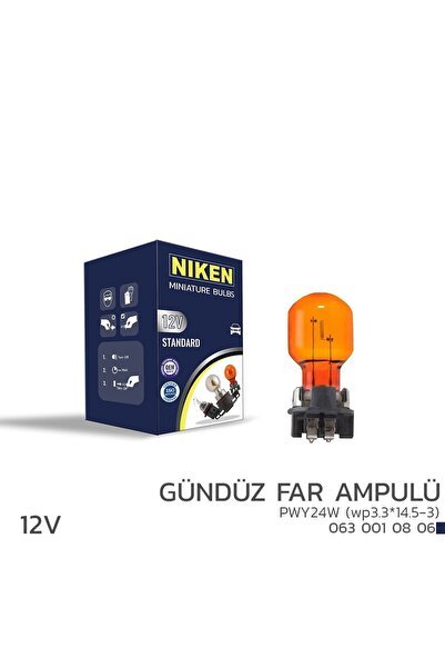 Niken 12V PWY24W Gündüz Far Ampulü (wp3.3*14.5-3) AMB 10’Lu