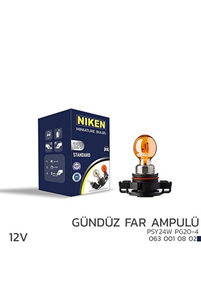 Niken 12V PSY24W Gündüz Far Ampulü (PG20-4)AMB 10’Lu