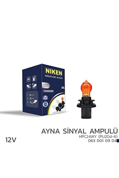 Niken 12V HPC24WY Ayna Sinyal Ampulü (PU20d-6)AMB 10’Lu