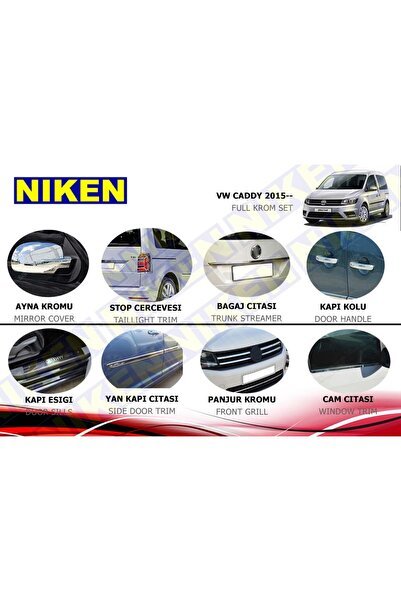 Vw caddy krom nikelaj kaplama seti komple 2015+