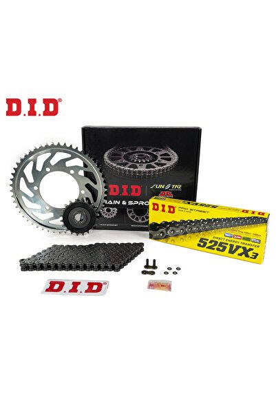ZİNCİR DİŞLİ SETİ YAMAHA NIKEN GT 900cc ZİNCİR: DID-525VX3 Çelik-114 ÖN-ARKA DİŞLİ: JT 16T-47T 2018-