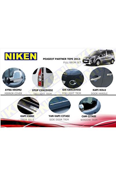 Peugeot Partner Tepe Full Krom Seti Komple Nikelaj Kaplama 2012 Sonrası
