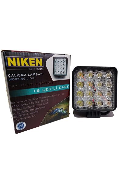 16 Led Kare Kalın Kasalı Off Road Sis Farı Çalışma Lambası (12v-24v Uyumlu) (10 Adet)