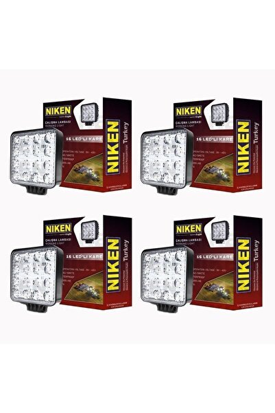 16 Led Kare Off Road Sis Farı Çalışma Lambası 4 Adet 12-24v 27w