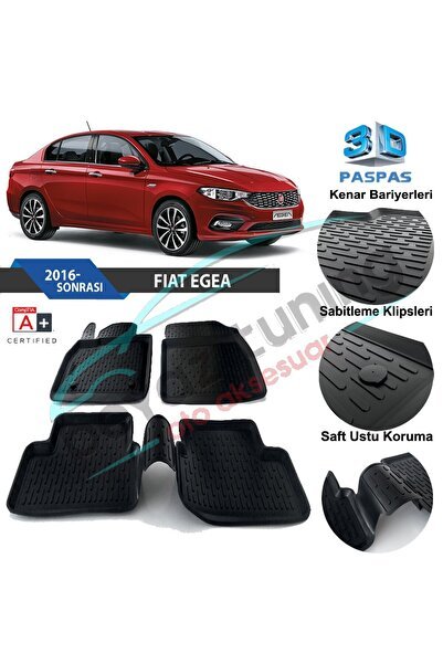 Fiat Egea Havuzlu 3d Paspas Siyah 2016 Sonrası