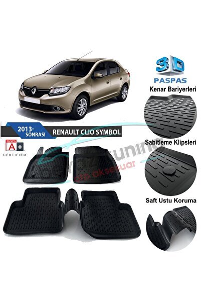 Renault Symbol Havuzlu 3d Paspas Siyah 2013 Sonrası