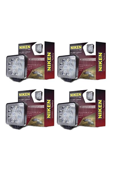 9 Led Kare Off Road Sis Farı Çalışma Lambası 4 Adet 12-24v 27w