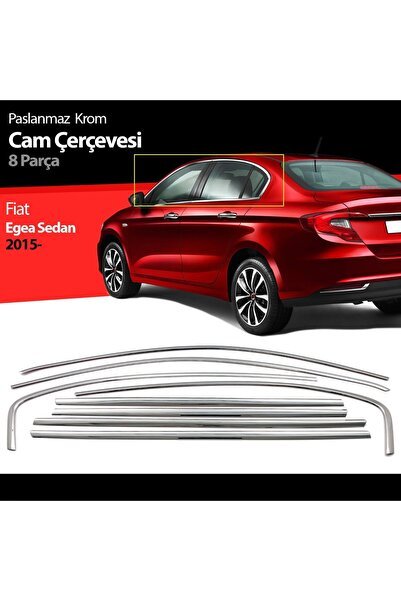 Fiat Egea Hb Cam Çıtası Çerçevesi Komple Set Kromu Nikelajı 8 Parça