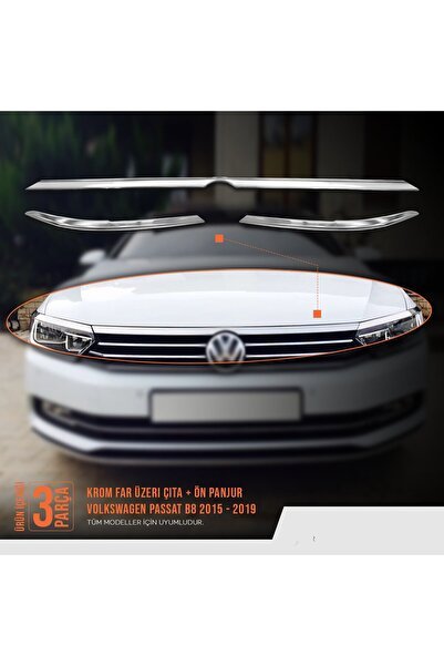 Volkswagen Passat B8 Far Üzeri Çita Krom Nikelajı 2015 Sonrası