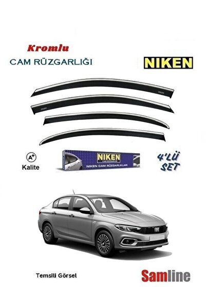 Fiat Egea Sedan (2015-2025) Kromlu Cam Rüzgarlığı 4'lü Set