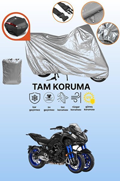 Gri Arka Çanta ile Uyumlu Yamaha Niken Uyumlu Motor Brandası