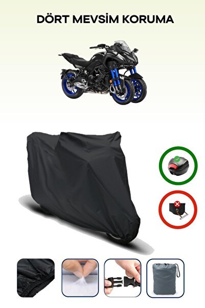 Siyah Arka Çanta Uyumlu Yamaha Niken Uyumlu Motosiklet Brandası Motor Örtüsü