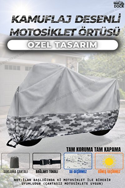 ALT KAMUFLAJ DESENLİ YAMAHA NIKEN GT KİLİT UYUMLU GRİ MOTOSİKLET BRANDASI