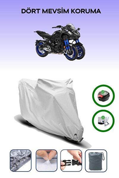 Gri Arka Çanta ve Kilit Uyumlu Yamaha Niken Uyumlu Motor Brandası