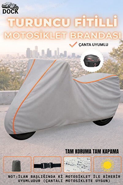 TURUNCU FİTİLLİ Yamaha Niken ÇANTA UYUMLU GRİ MOTOSİKLET BRANDASI
