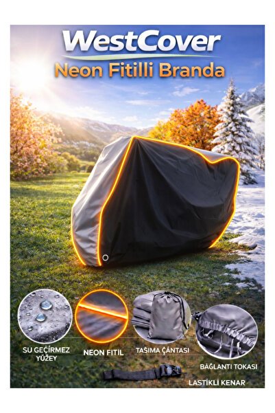 Yamaha Niken GT Uyumlu (SİYAH-GRİ ÜSTLÜ NEON FİTİLLİ) Su Geçirmez Motorsiklet Brandası