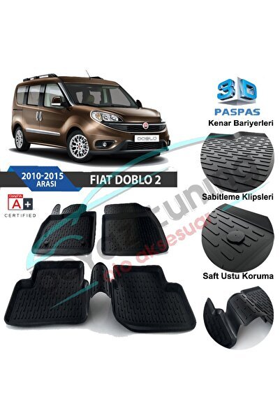 Fiat Doblo Havuzlu 3d Paspas Siyah 2010 Sonrası