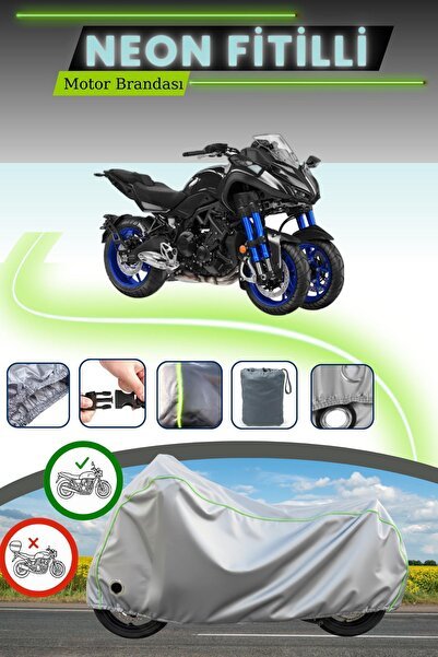 Gri Kilit Uyumlu Neon Fitilli Yamaha Niken Uyumlu Motosiklet Brandası