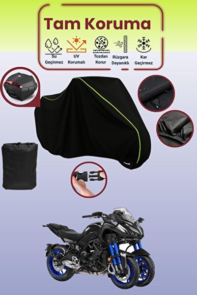 Siyah Neon Fitilli Arka Çanta Uyumlu Yamaha Niken Uyumlu Motosiklet Brandası, Koruyucu Örtü