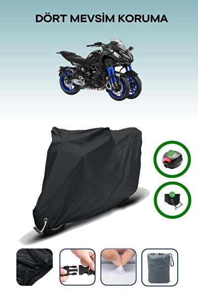 Siyah Arka Çanta ve Kilit Uyumlu Yamaha Niken Uyumlu Motor Brandası