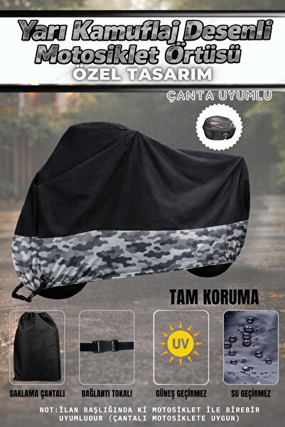 KAMUFLAJ DESENLİ Yamaha Niken ÜST SİYAH ÇANTA UYUMLU MOTOSİKLET BRANDASI