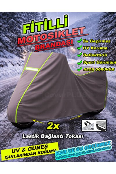 YEŞİL FİTİLLİ REFLEKTÖRLÜ Yamaha Niken Motor Brandası,Motosiklet Brandası-GRİ