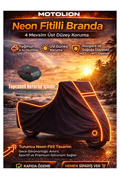 Yamaha Niken GT Topcaseli SİYAH-(NEON FİTİL TURUNCU) Motor Brandası,Motosiklet Branda