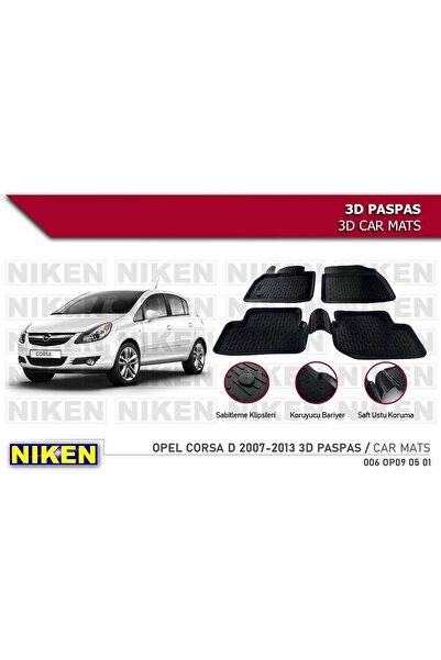 Opel Corsa D Havuzlu 3D Paspas Niken Siyah 2007-2013 Arası