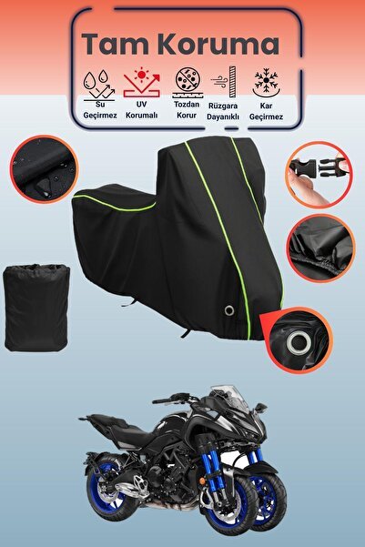 Siyah Neon Fitilli Kilit Uyumlu Yamaha Niken Uyumlu Motosiklet Brandası, Koruyucu Örtü