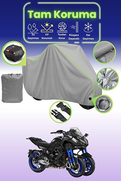 Gri Neon Fitilli Kilit Ve Arka Çanta Uyumlu Yamaha Niken Uyumlu Motosiklet Brandası, Koruma Örtüsü