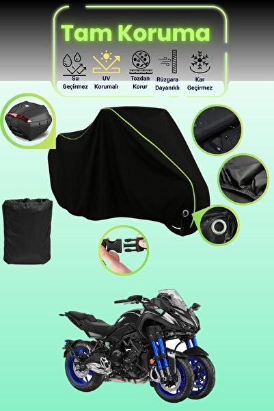 Siyah Neon Fitilli Kilit Ve Arka Çanta Uyumlu Yamaha Niken Uyumlu Motosiklet Brandası, Koruyucu Örtü