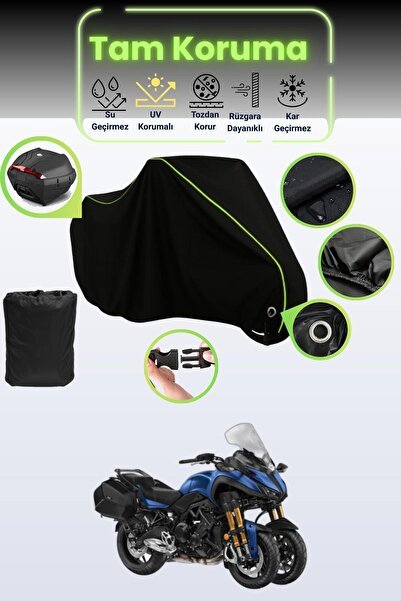 Siyah Neon Fitilli Kilit Ve Arka Çanta Uyumlu Yamaha Niken GT Uyumlu Motosiklet Brandası