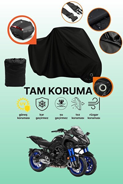 Siyah Arka Çanta ve Kilit Uyumlu Yamaha Niken Uyumlu Motosiklet Brandası