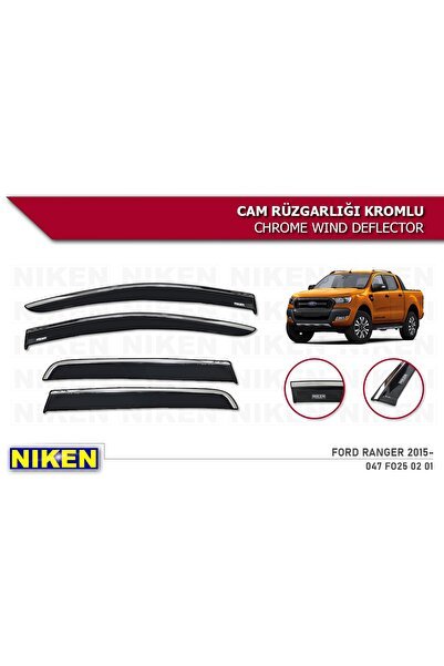 Ford Ranger 2015 Sonrası Kromlu Cam Rüzgarlığı Niken 4lü Set Uyumlu