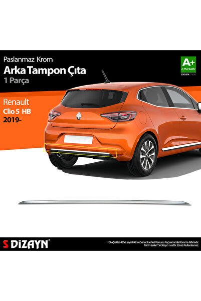 S-Dizayn Renault Clio 5 Krom Arka Tampon Çıtası 2019-2023 7027230