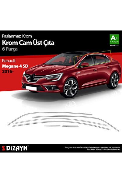 S-Dizayn Renault Megane 4 SD Krom Cam Üst Çıtası 6 Prç. 2016 Üzeri 7032071