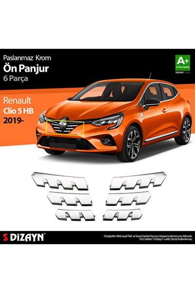 S-Dizayn Renault Clio 5 Krom Ön Alt Panjur 6 Prç. 2019 Üzeri 7027140