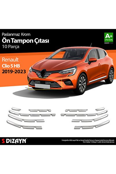 S-Dizayn Renault Clio 5 Krom Ön Tampon Çıtası 10 Prç. 2019 Üzeri 7027190