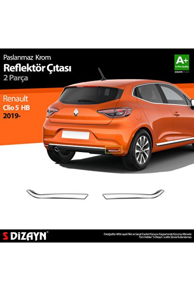 S-Dizayn Renault Clio 5 Krom Reflektör Çıtası 2 Prç. 2019 Üzeri 7027181