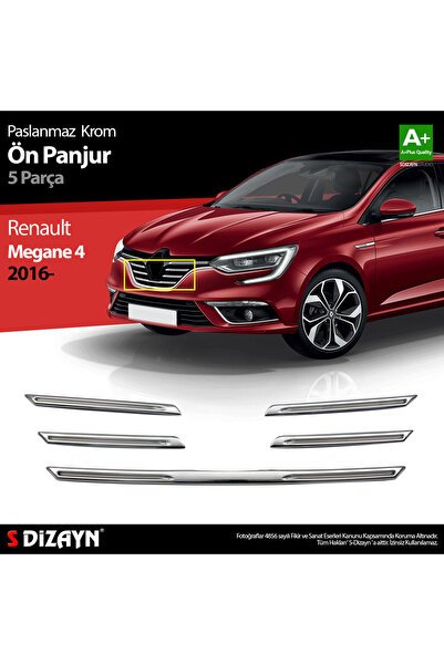 S-Dizayn Renault Megane 4 Krom Ön Panjur 5 Prç. 2016-2020 A+ Kalite 7033180