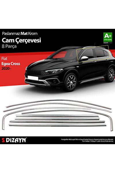 S-Dizayn Fiat Egea Cross Krom Cam Çerçevesi 8 Prç. 2020 Üzeri (Mat Krom) A+ Kalite 5826072