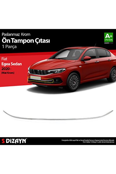 S-Dizayn Fiat Egea Sedan Krom Ön Tampon Çıtası 2020 Üzeri (Mat Krom) 5824191