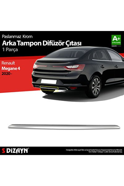 S-Dizayn Renault Megane 4 Krom Arka Tampon Difüzör Çıtası 2020 Üzeri 7034230