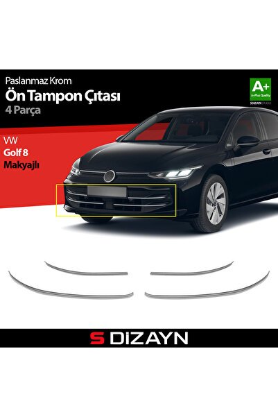 S-Dizayn VW Golf 8.5 Makyajlı HB Krom Ön Tampon Çıtası 4 Prç. 2024 Üzeri A+ Kalite 7652191