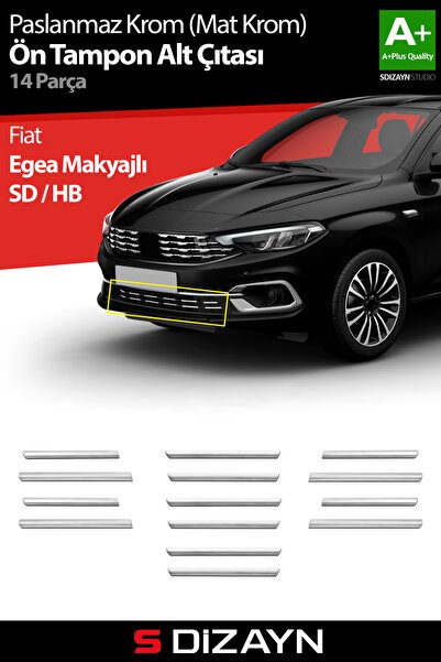 S-Dizayn Fiat Egea Krom Ön Tampon Alt Çıtası Diamond Model 14 Prç. 2020 Üzeri (Mat Krom) A+ Kalite 5