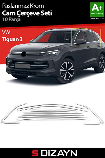 S-Dizayn VW Tiguan 3 Krom Cam Çerçeve Seti 10 Prç. 2024 Üzeri A+ Kalite 7655070