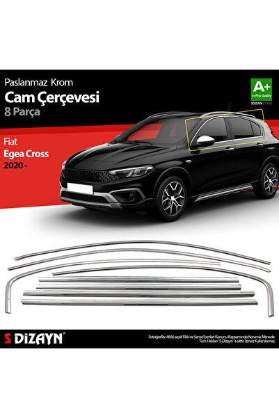 S-Dizayn Fiat Egea Cross Krom Cam Çerçevesi 8 Prç. 2020 Üzeri A+ Kalite 5826071